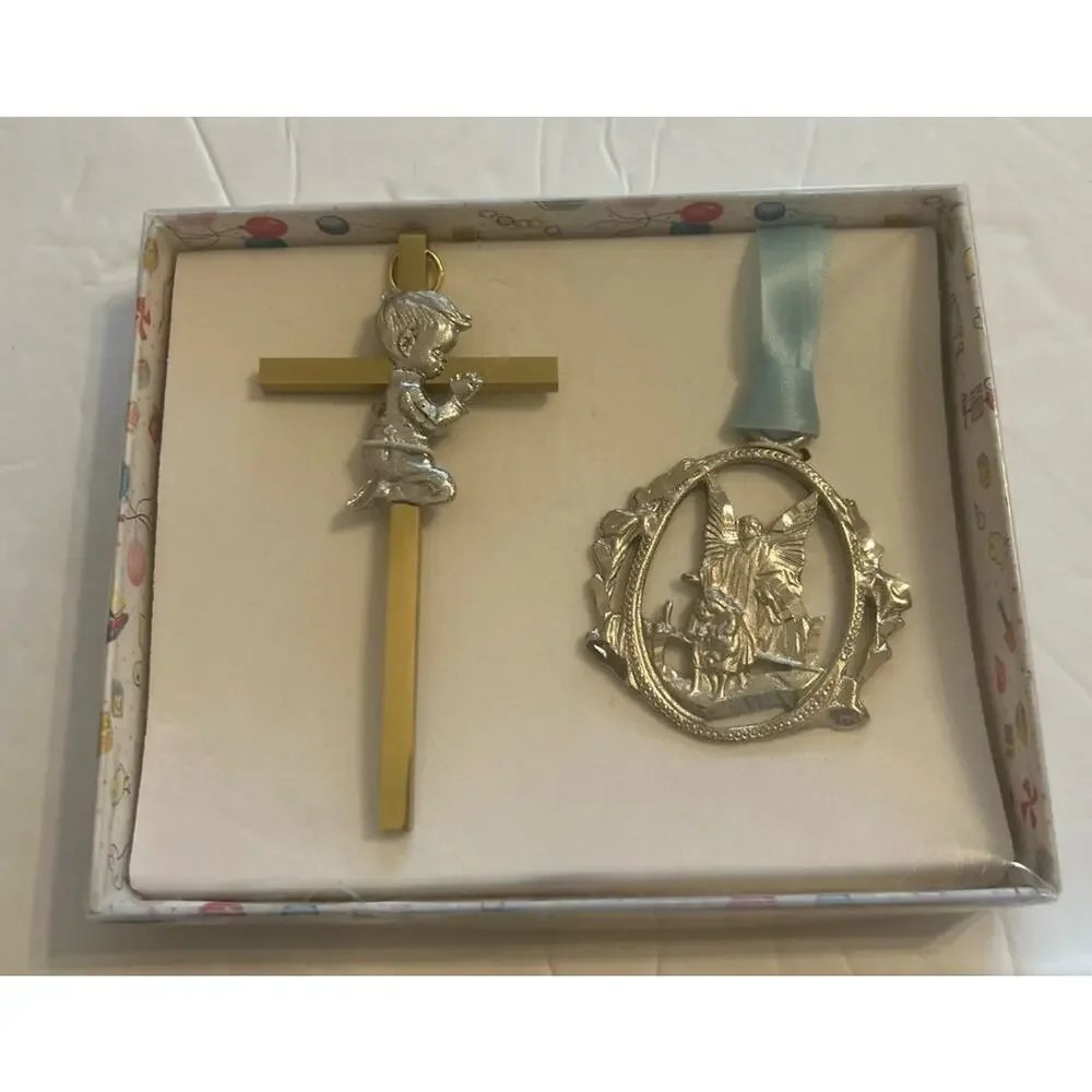 Catholic Child's Boy First Communion Bible‎ & Ornaments In Gift Box Prayer Frame